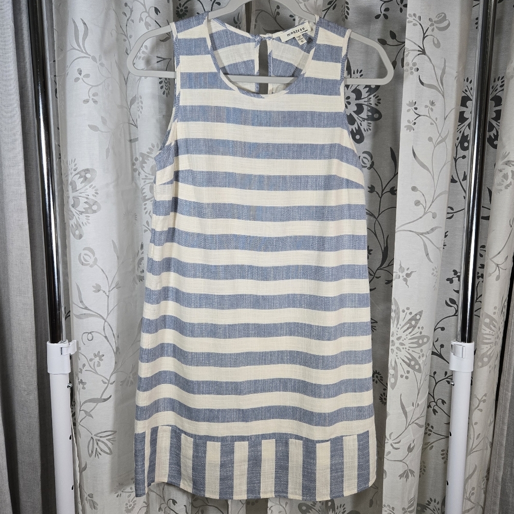 Monteau Blue And White‎ Striped Dress Size Small Cottagecore Summer Spring Dress